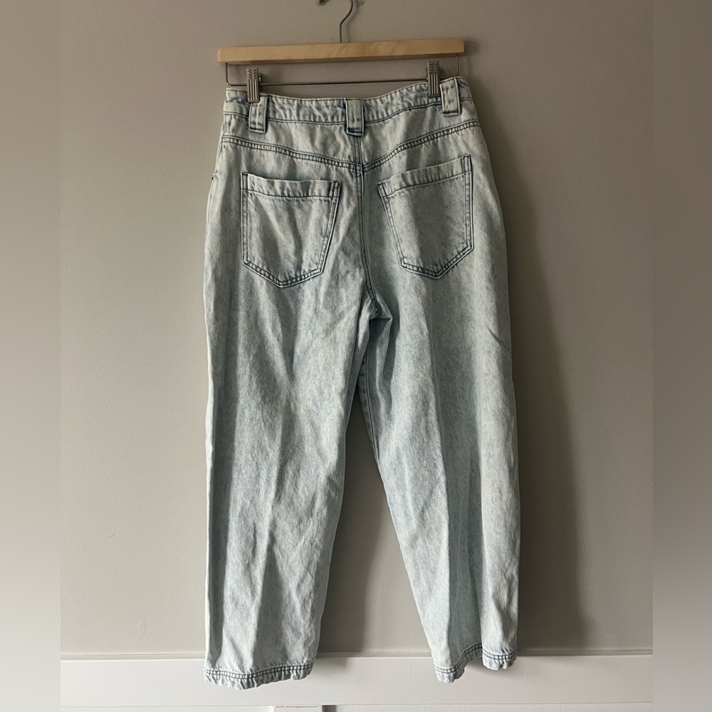 Fourth & Bay Light Wash Cropped Barrel Jeans Size 6 High Rise Straight Utility - Picture 5 of 5